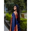 Women's Litchi silk Printed Saree With Unstitched Blouse (Blue) Women's Litchi silk Printed Saree With Unstitched Blouse (Blue)