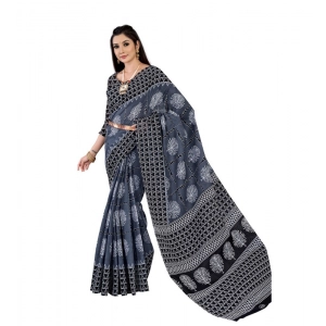 Generic Women's Soft Pure Cotton Printed Saree With Unstitched Blouse 5.5Mtr (Multicolor)