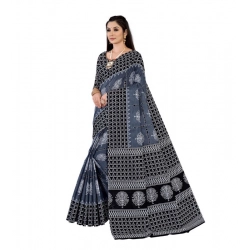 Women's Soft Pure Cotton Printed Saree With Unstitched Blouse 5.5Mtr (Multicolor)