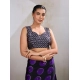 Women's Satin Crepe Printed Saree With Unstitched Blouse 5.5Mtr (Purple)