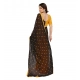 Women's Georgette Printed Saree With Unstitched Blouse 5.5Mtr (Black-Yellow)