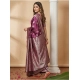 Women's Silk Blend Printed Saree With Unstitched Blouse 5.5Mtr (Purple)