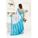 Women's Linen Cotton Printed Ready To Wear Saree With Unstitched Blouse 5.5 Mtr (Sky_Blue)