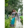 Women's Faux_Tussar Geometric_Print Saree With Unstitched Blouse 5.5Mtr (Rama_Green) Women's Faux_Tussar Geometric_Print Saree With Unstitched Blouse 5.5Mtr (Rama_Green)