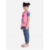Girl's Cotton Hosiery Printed Night Suit Set (Pink-Blue)