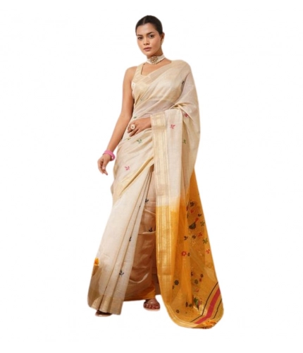 Women's Blended_Cotton Woven_Motifs Saree With Unstitched Blouse 5.5Mtr (Mustard) Women's Blended_Cotton Woven_Motifs Saree With Unstitched Blouse 5.5Mtr (Mustard)