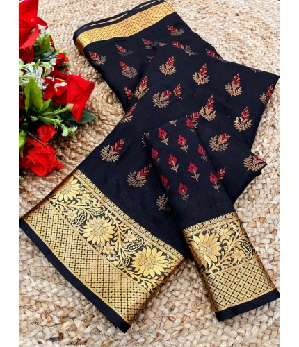 Women's Digital Dolla Silk Printed Saree With Unstitched Blouse 5.5Mtr (Navy Blue)