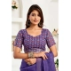 Women's Linen Cotton Printed Ready To Wear Saree With Unstitched Blouse 5.5 Mtr (Purple)