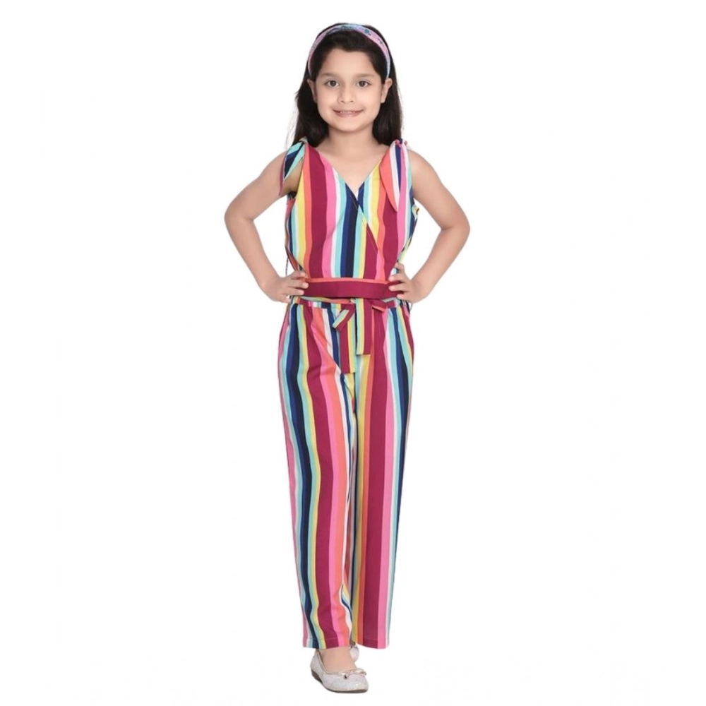 Girl's Polyester Crepe Floral Cold Shoulder Crop Top and Pallazo Set (Multicolor)