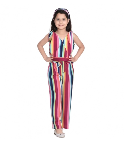 Girl's Polyester Crepe Floral Cold Shoulder Crop Top and Pallazo Set (Multicolor)