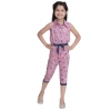 Girl's Cotton Printed Sleeveless Jumpsuit (Pink) Girl's Cotton Printed Sleeveless Jumpsuit (Pink)