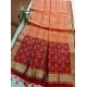 Women's Raw Silk Ikkat Saree With Unstitched Blouse 5.5Mtr (Peach)
