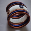 Women's Plastic Silk Thread Bangles (White-Brown-Blue, Size: 2.8)