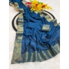 Women's Vichitra Silk Printed Saree With Unstitched Blouse 5.5Mtr (Rama)