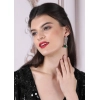 Women's Brass Silver Plated Drop Earrings (Green)