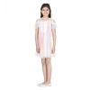 Girl's Polyester Self Design Cold Shoulder Dress (Multicolor)