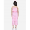 Girl's Rayon Flamingo Print Sleeveless Jumpsuit (Pink)