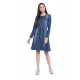 Women's Denim Washed Regular Sleeves Dress (Blue) Women's Denim Washed Regular Sleeves Dress (Blue)