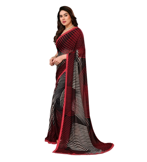 Women's Georgette Printed Saree With Unstitched Blouse 5.5Mtr (Multicolor)