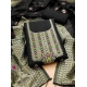 Women's Banarasi Silk Printed Unstitched Salwar Suit Material With Dupatta (Black, 3Mtrs)