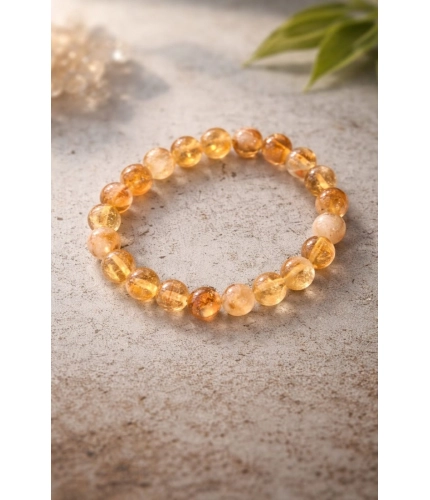 Natural Crystal 8mm Citrine Bracelet (Musterd Yellow)