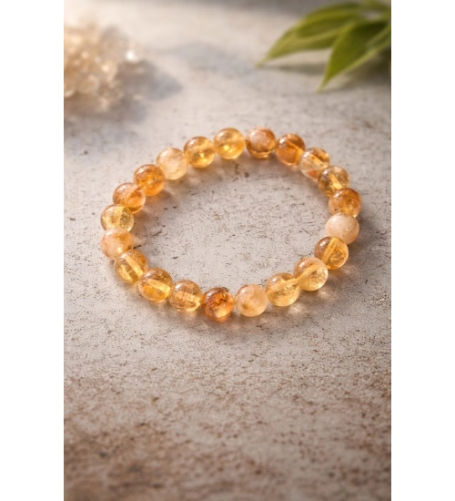 Natural Crystal 8mm Citrine Bracelet (Musterd Yellow)