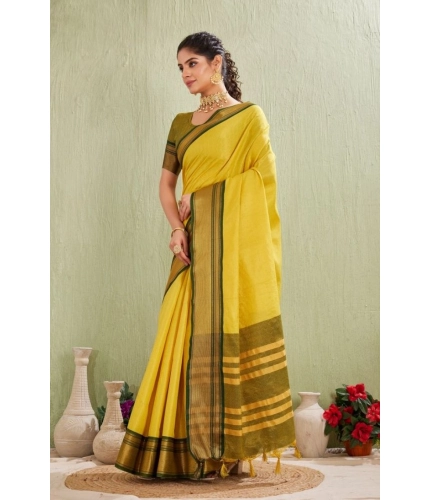 Women's Silk Blended Jaquard Woven Saree With Unstitched Blouse 5.5Mtr (Yellow) Women's Silk Blended Jaquard Woven Saree With Unstitched Blouse 5.5Mtr (Yellow)