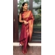 Women's Litchi silk Printed Saree With Unstitched Blouse (Red) Women's Litchi silk Printed Saree With Unstitched Blouse (Red)