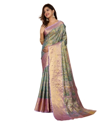 Women's Jacquard Saree With Unstitched Blouse 5.5Mtr (Multicolor) Women's Jacquard Saree With Unstitched Blouse 5.5Mtr (Multicolor)