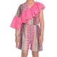 Girl's Cotton &amp; Polyester Printed 3/4th Sleeves Dress (Pink)