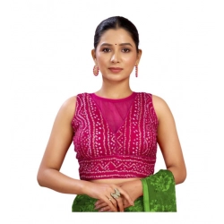 Women's Rayon Cotton Bandhani Printed Halter Neck Non Padded Blouse (Pink 38 Ready (Alterable up to 42)