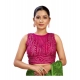 Women's Rayon Cotton Bandhani Printed Halter Neck Non Padded Blouse (Pink 38 Ready (Alterable up to 42)