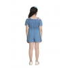 Girl's Rayon Solid Sleeveless Jumpsuit (Blue)