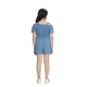 Girl's Rayon Solid Sleeveless Jumpsuit (Blue)
