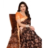Women's Georgette Printed Saree With Unstitched Blouse 5.5Mtr (Brown)
