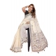 Women's Linen Cotton Printed Saree With Unstitched Blouse 5.5Mtr (Off White)
