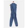 Girl's Denim Embellished Sleeveless Jumpsuit (Blue)