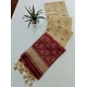 Women's Raw Silk Ikkat Saree With Unstitched Blouse 5.5Mtr (Beige)