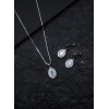 Women's Brass Silver Plated Pendant Set (Grey)