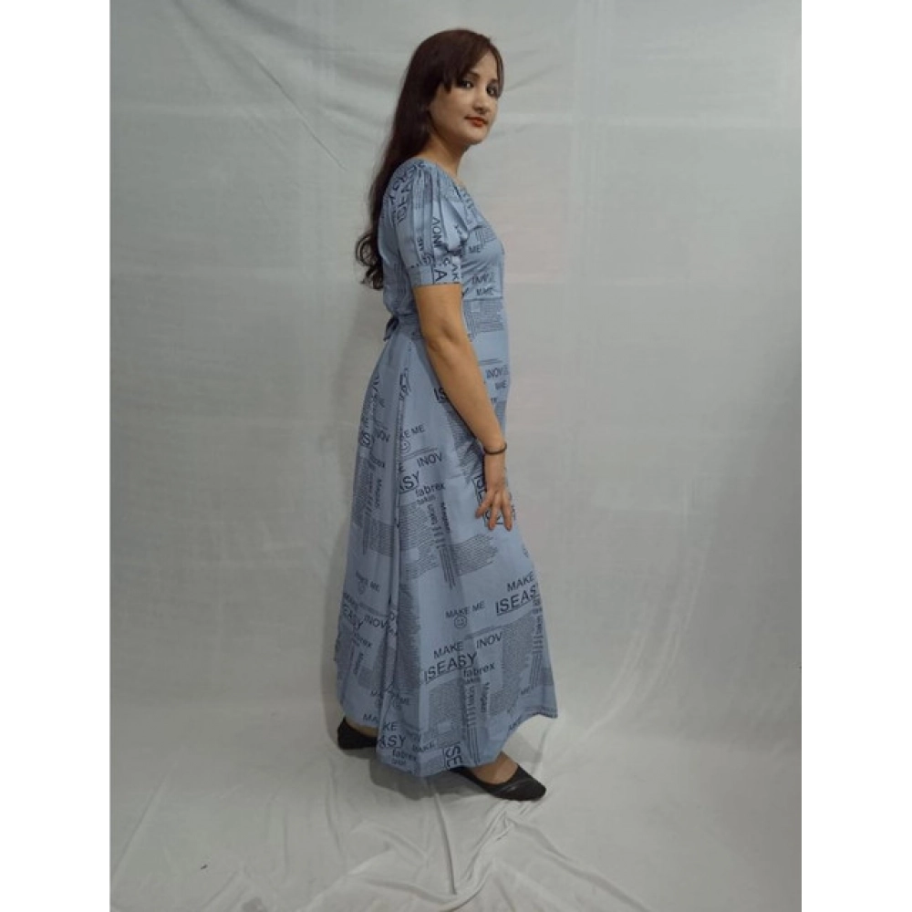 Women's Casual Crepe Half Sleeves Dress (Grey)