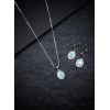Women's Brass Silver Plated Pendant Set (Turquoise)