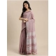 Women's Linen Cotton Printed Saree With Unstitched Blouse 5.5Mtr (Purple) Women's Linen Cotton Printed Saree With Unstitched Blouse 5.5Mtr (Purple)