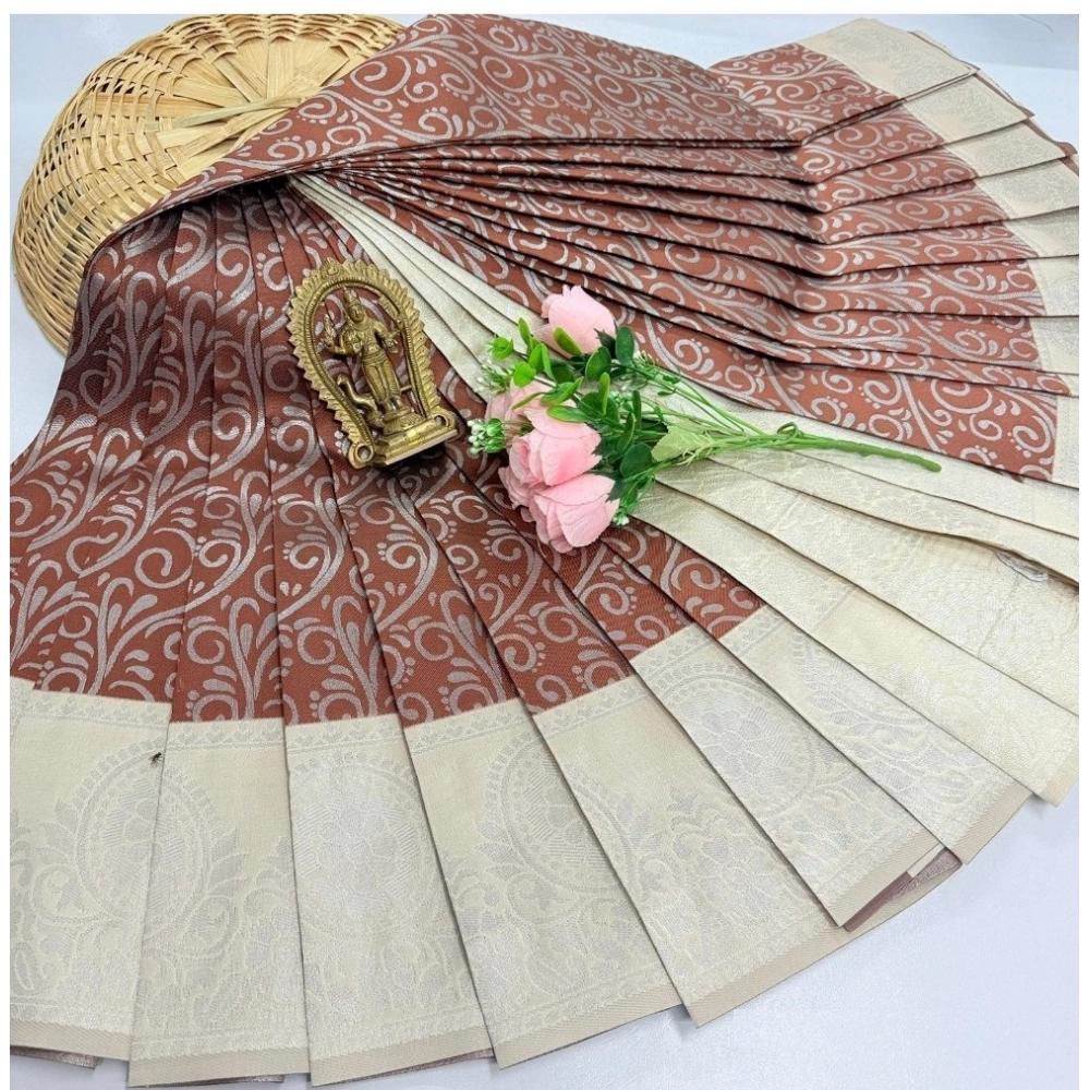 Women's Soft Silk Printed Saree With Unstitched Blouse 5.5Mtr (Brown) Women's Soft Silk Printed Saree With Unstitched Blouse 5.5Mtr (Brown)