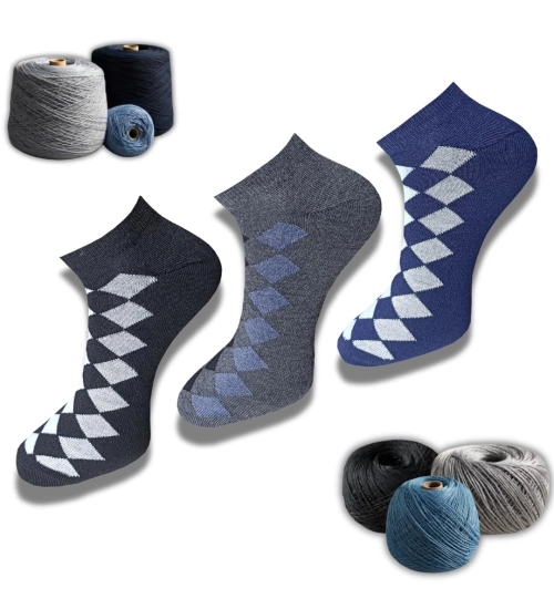 3_Pair Set Unisex Casual Cotton Printed Low Cut Socks (Multicolor)