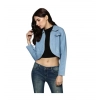Women's Denim Solid 3-4th Sleeves Shrug (Blue)