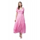 Women's Polyester Georgette Checkered Half Sleeve Dress (Pink) Women's Polyester Georgette Checkered Half Sleeve Dress (Pink)