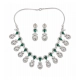 Women's Brass Silver Plated Necklace set (Green) Women's Brass Silver Plated Necklace set (Green)