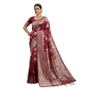 Women's Silk Blend Printed Saree With Unstitched Blouse 5.5Mtr (Maroon)