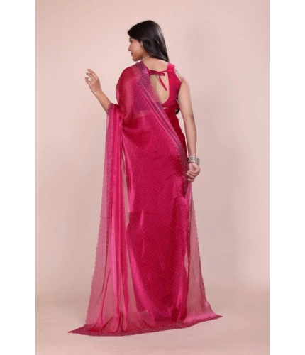 Women's Jimmy choo Embellished Bollywood Saree With Unstitched Blouse 5.5Mtr (Red) Women's Jimmy choo Embellished Bollywood Saree With Unstitched Blouse 5.5Mtr (Red)