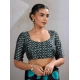 Women's Satin Crepe Printed Saree With Unstitched Blouse 5.5Mtr (Black)